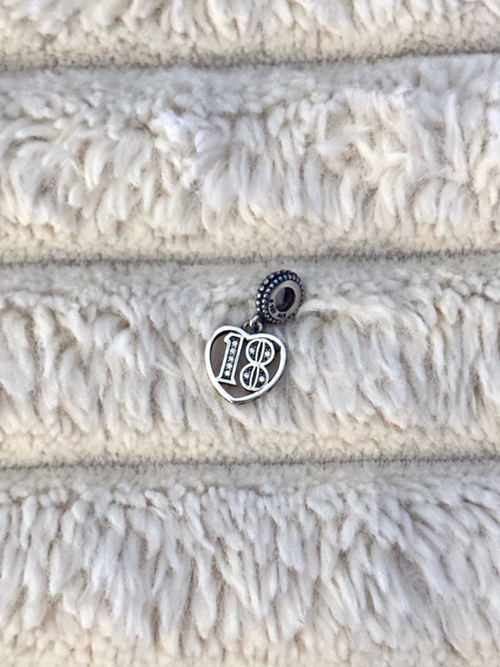 Silver '18' Heart Dangle Charm Pandora